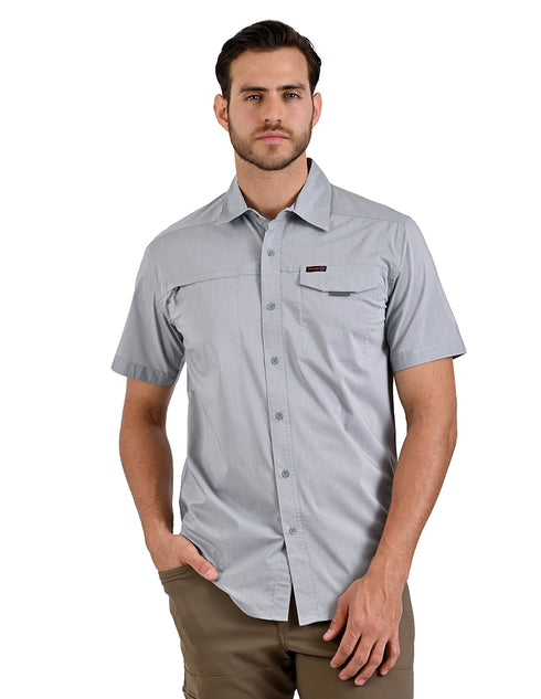 Wrangler Camisa Para Hombre En Color Gris Con Protección Uv.