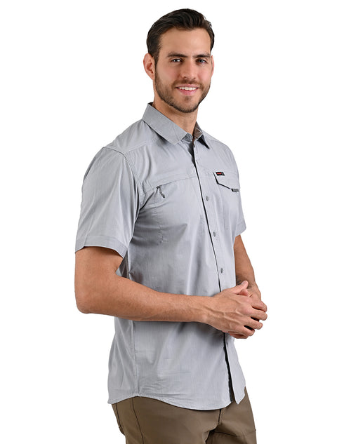 Wrangler Camisa Para Hombre En Color Gris Con Protección Uv.