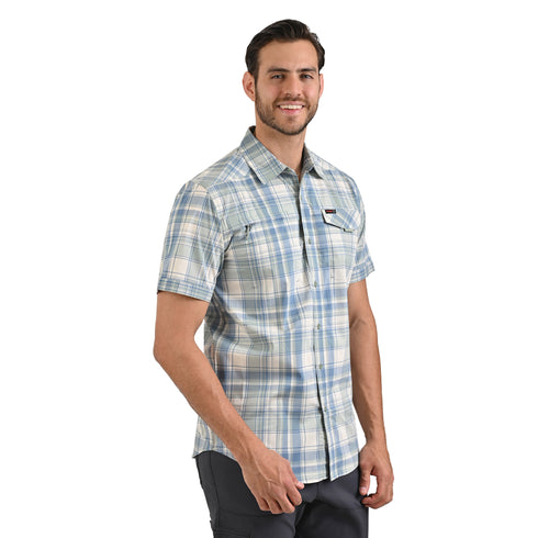 Wrangler Camisa Para Hombre En Color Azul Con Protección Uv.