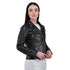 Chamarra rockera de piel para mujer, marca FRYE en color cafè.