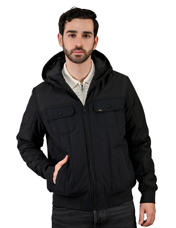 Chamarra con capucha para Hombre en color negro, marca LEE.