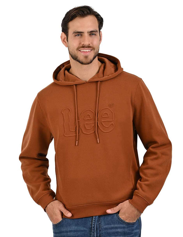 Hoodie LEE para hombre, con capucha ajustable en color camel