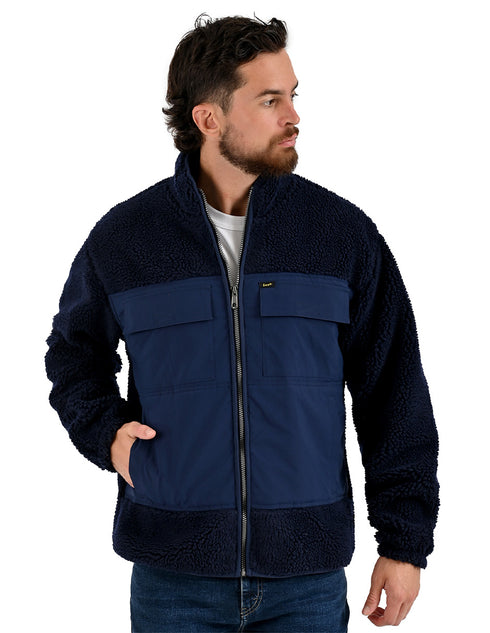 Chamarra Lee Hombre Sherpa Borrega Sintetica Azul Oscuro