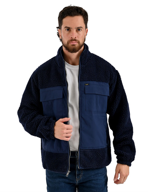 Chamarra Lee Hombre Sherpa Borrega Sintetica Azul Oscuro