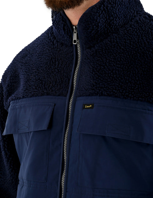 Chamarra Lee Hombre Sherpa Borrega Sintetica Azul Oscuro