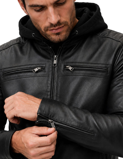 Chamarra Lee Hombre Racer con Capucha Negro