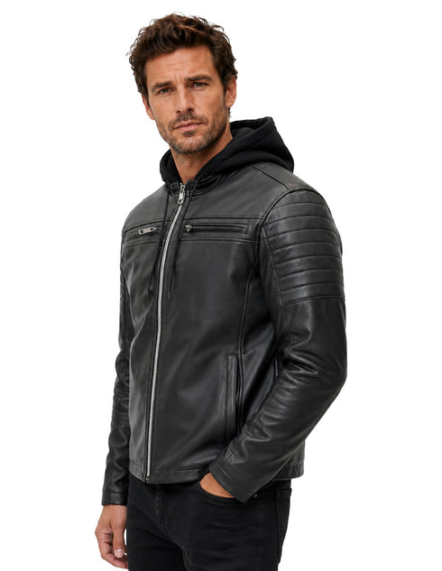 Chamarra Lee Hombre Racer con Capucha Negro