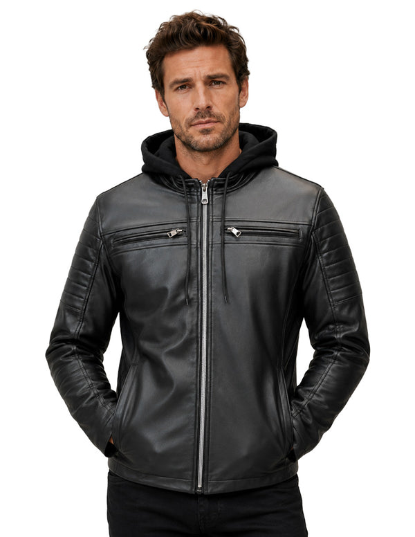 Chamarra Lee Hombre Racer con Capucha Negro