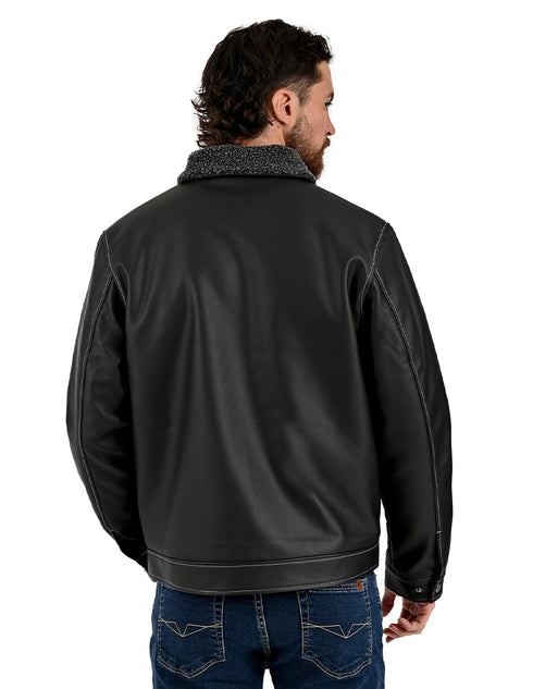 Chamarra Lee Hombre Trucker con Borrega Negro