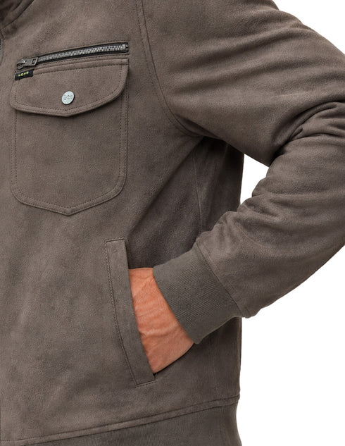 Chamarra Lee Hombre Imitación Piel Cuello Mao Taupe