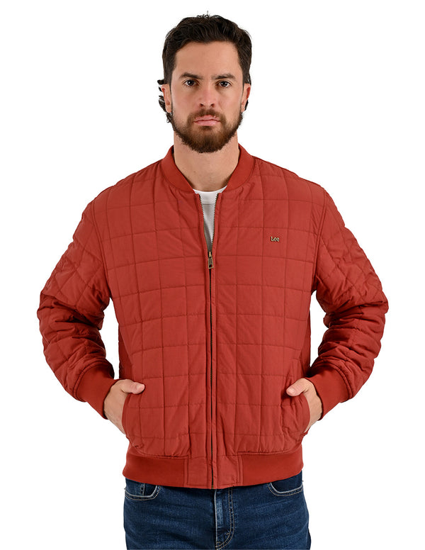 Chamarra Lee Hombre Bomber Acolchada Naranja
