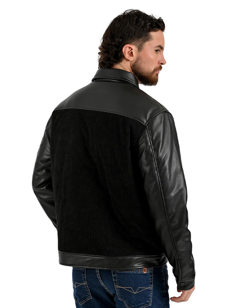 Chamarra Lee Hombre Trucker con Pana Negro
