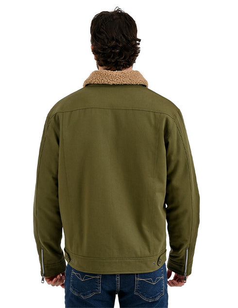 Chamarra Lee Hombre Trucker con Borrega Verde