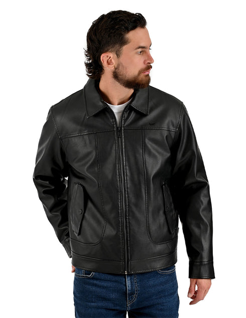Chamarra Lee Hombre Cuello Camisero Negro