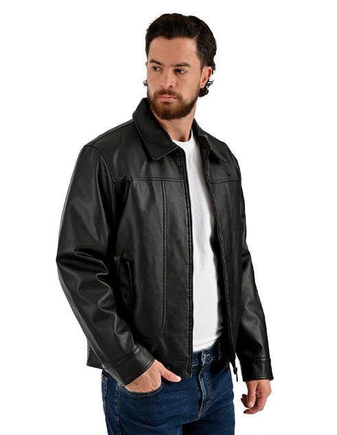 Chamarra Lee Hombre Cuello Camisero Negro