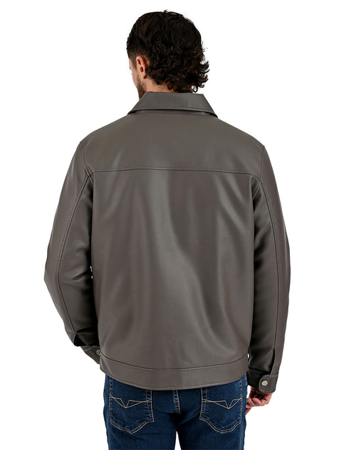 Chamarra Lee Hombre Cuello Camisero Gris