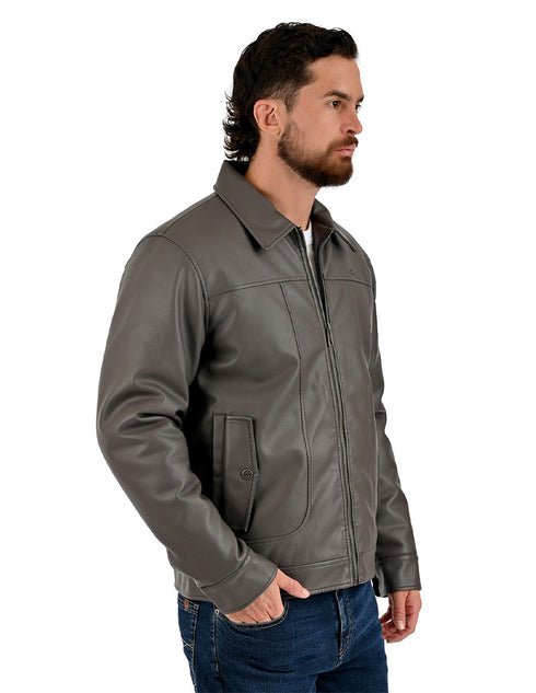Chamarra Lee Hombre Cuello Camisero Gris