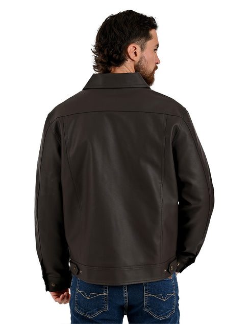 Chamarra Lee Hombre Estilo Trucker Café Oscuro