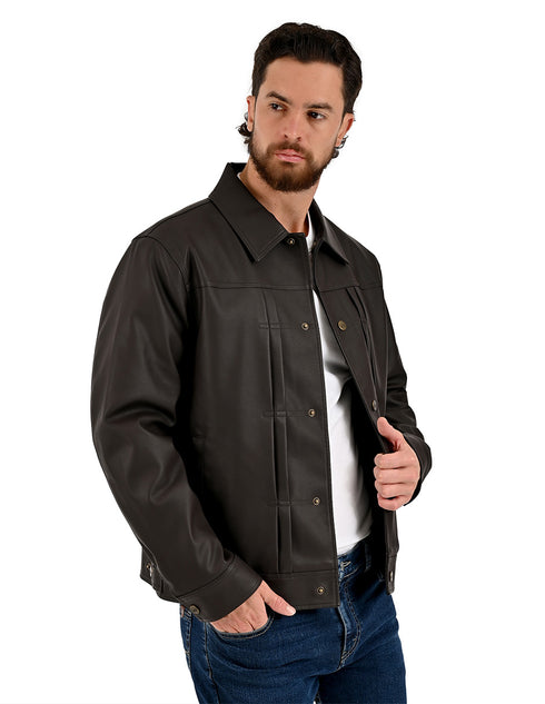 Chamarra Lee Hombre Estilo Trucker Café Oscuro