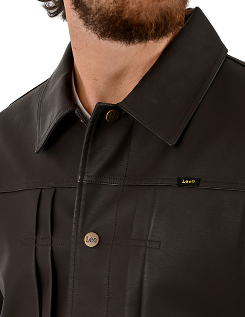Chamarra Lee Hombre Estilo Trucker Café Oscuro