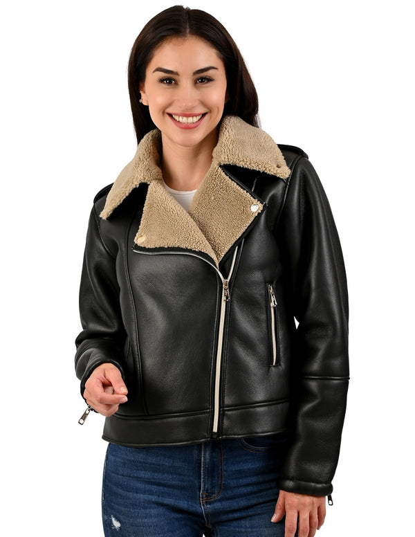 Chamarra LEE para dama estilo biker en color negro