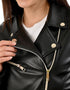 Chamarra de Dama Lee Negra Estilo Biker en Piel Sintética