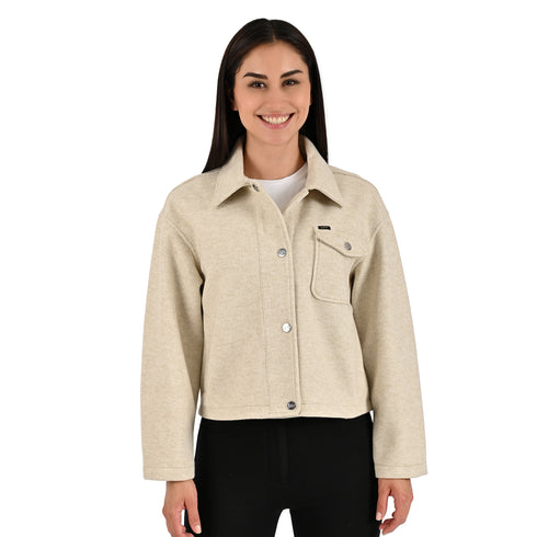 Chamarra Lee Dama Corta Cuello Camisero Beige