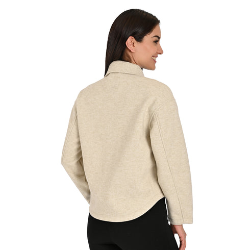 Chamarra Lee Dama Corta Cuello Camisero Beige