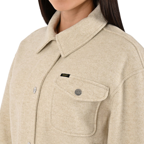 Chamarra Lee Dama Corta Cuello Camisero Beige