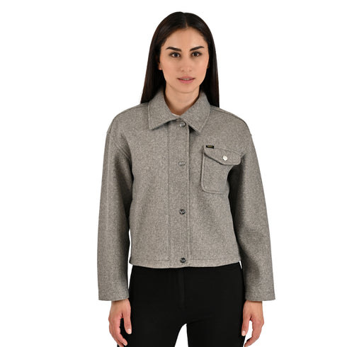 Chamarra Lee Dama Corta Cuello Camisero Gris