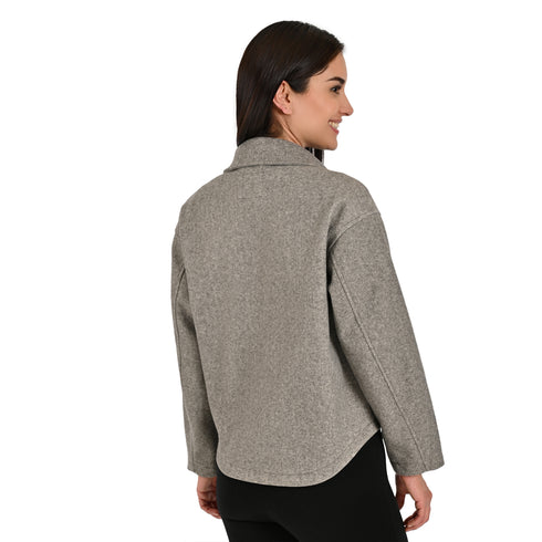 Chamarra Lee Dama Corta Cuello Camisero Gris