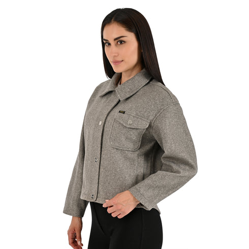 Chamarra Lee Dama Corta Cuello Camisero Gris