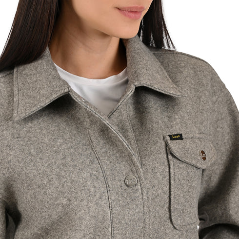 Chamarra Lee Dama Corta Cuello Camisero Gris