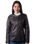 Chamarra de piel Nine West para mujer café oscuro