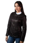 Chamarra de piel Nine West para mujer café oscuro