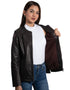 Chamarra de piel Nine West para mujer café oscuro