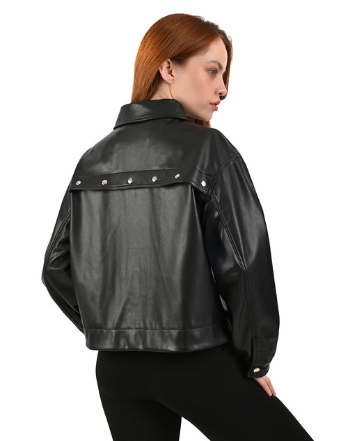 Chamarra Nine West Mujer Negra Casual en Piel Sintética