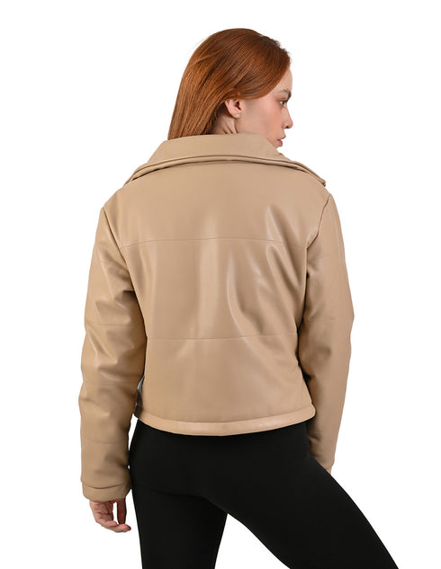 Chamarra casual Beige de mujer Nine West con cuello alto