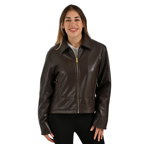 Chamarra Nine West Dama Cuello Camisero Café