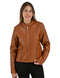 Chamarra Nine West Dama Biker Cuello Mao Café
