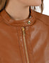 Chamarra Nine West Dama Biker Cuello Mao Café