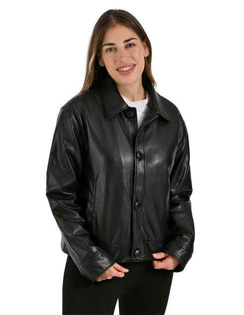 Chamarra Nine West Dama Cuello Camisero Negro