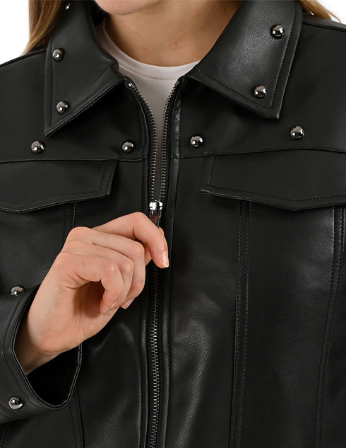 Chamarra Nine West Dama Estilo Trucker Negro