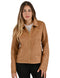 Chamarra Nine West Dama Racer Tipo Gamuza Café
