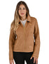 Chamarra Nine West Dama Racer Tipo Gamuza Café