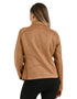 Chamarra Nine West Dama Racer Tipo Gamuza Café