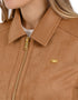 Chamarra Nine West Dama Racer Tipo Gamuza Café