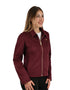 Chamarra Nine West Dama Racer Tipo Gamuza Vino