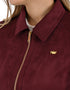Chamarra Nine West Dama Racer Tipo Gamuza Vino