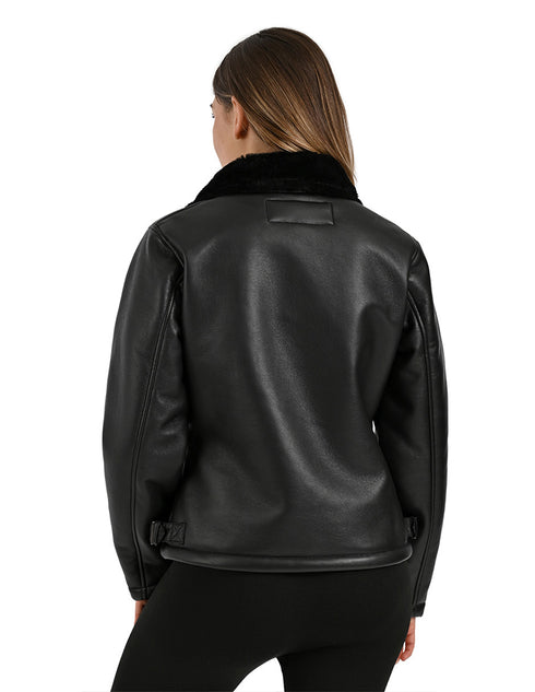 Chamarra Nine West Dama Estilo Biker Negro